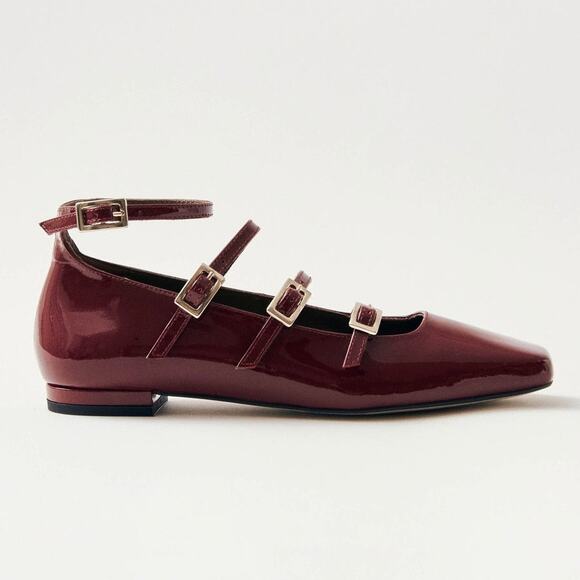 ALOHAS Luke Onix Wine Burgundy Patent Leather Ballet Flat Size 42 US 11-11.5 - Picture 3 of 13